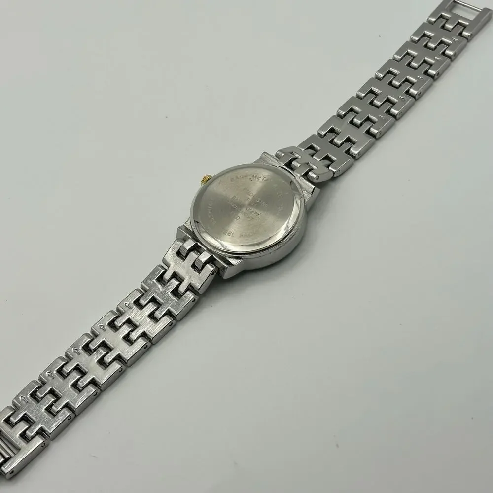 Women’s Two-tone Mother Pearl Gold Studded Dial Watch Working New Battery